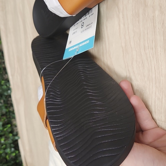 Women's Tan Slide Sandals - Picture 2 of 5
